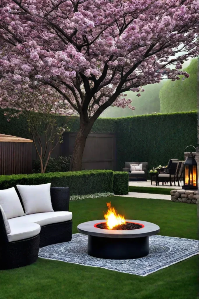 A fire pit adding warmth and ambiance to a spring evening