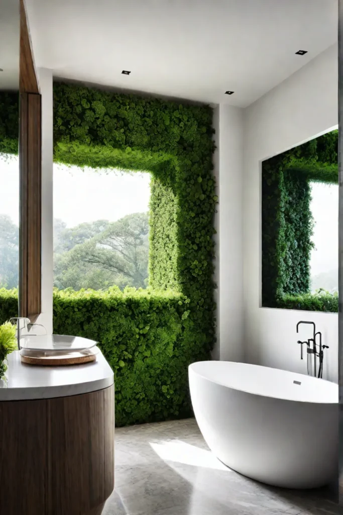 A soaking tub positioned near a large window provides a connection to nature and a sense of relaxation