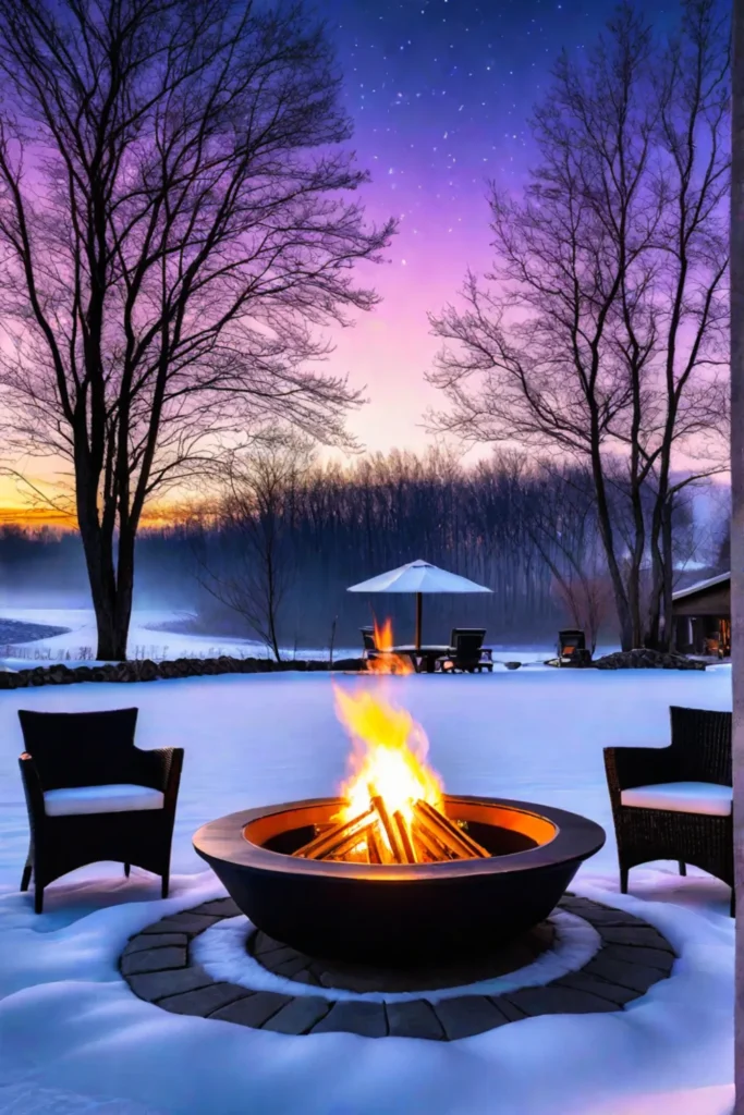 A winter fire pit providing warmth and ambiance