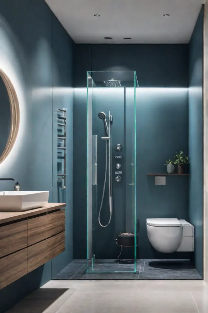 Accessible bathroom with digital shower control and smart features