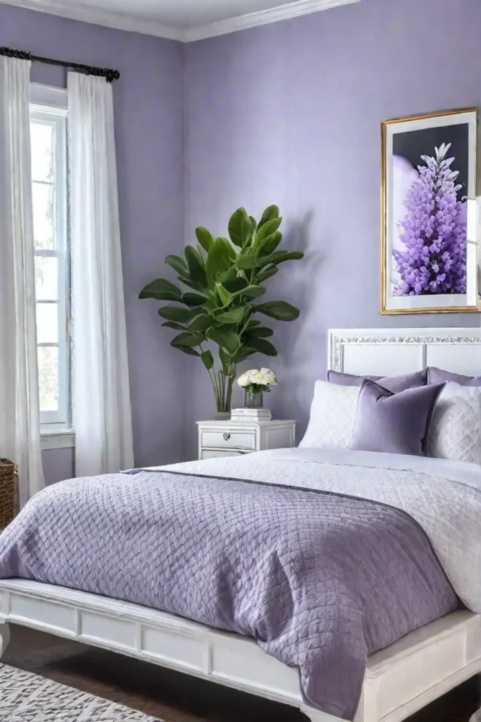 Affordable bedroom makeover with painted walls and DIY artwork