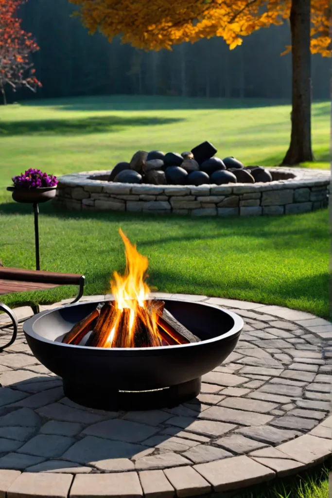 Backyard firepit on a calm day with low wind