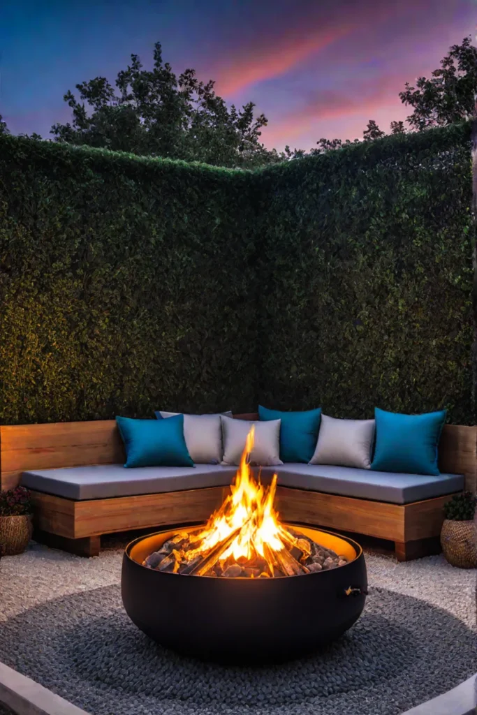 Backyard firepit with nonflammable surroundings