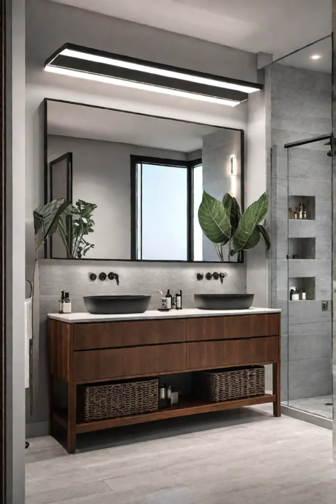 Bathroom with a focus on lighting design and ambiance