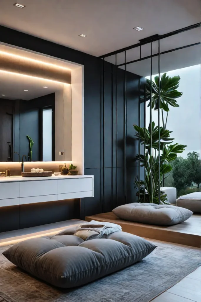 Bathroom with a meditation space and aromatherapy diffuser
