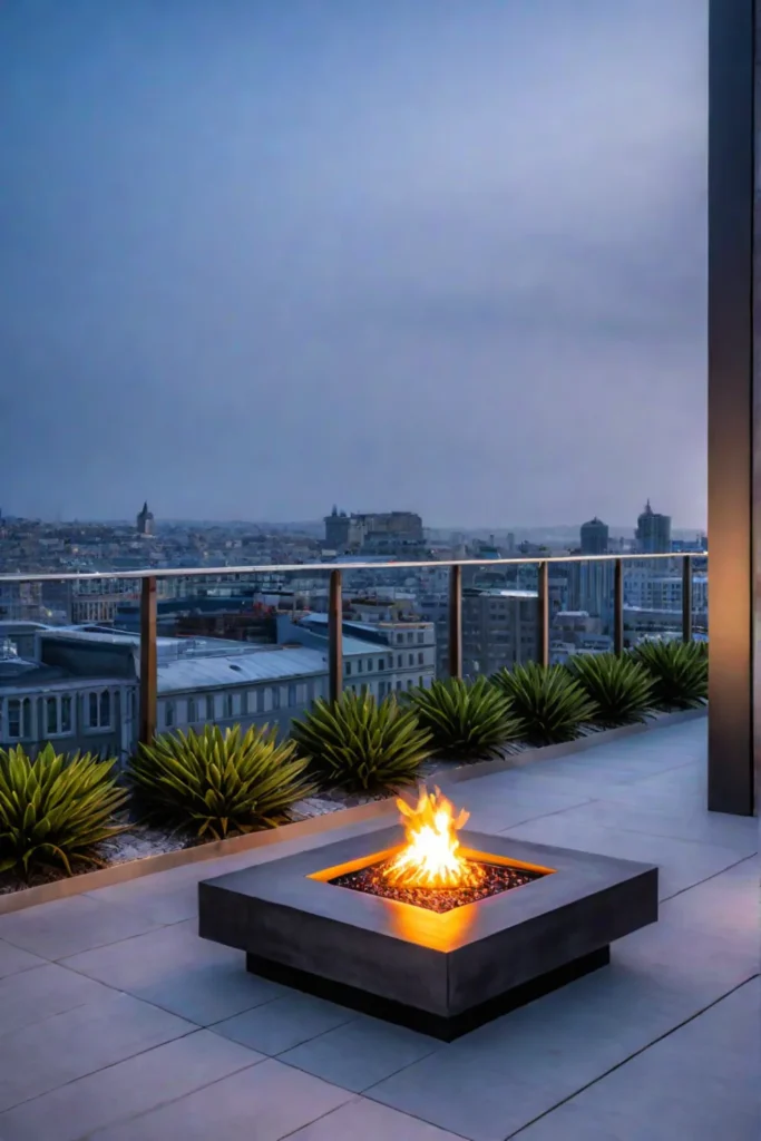Bioethanol fire feature in urban setting