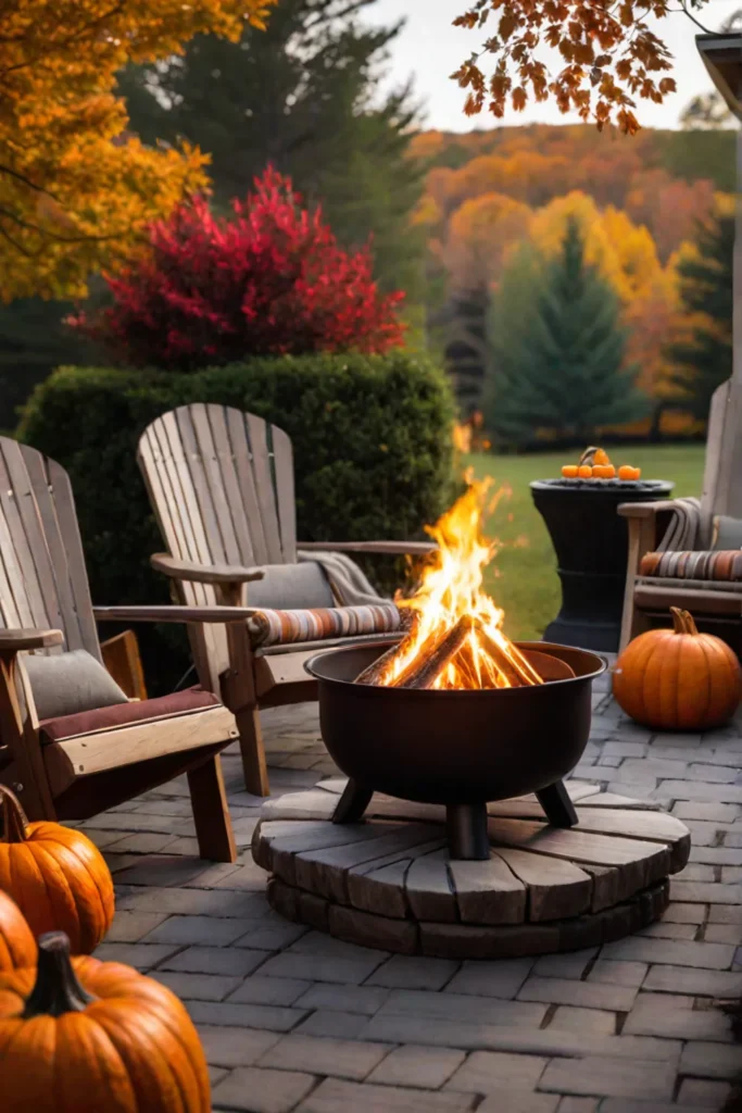 Celebrating autumn with a fire pit and seasonal decorations