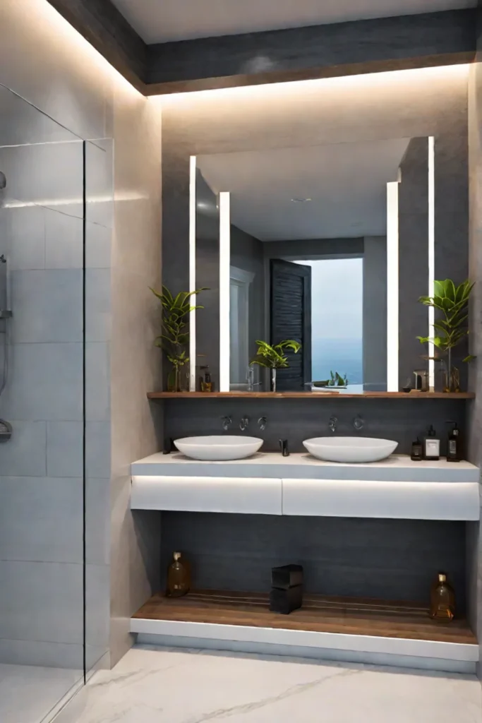 Comfortenhancing features in a universally designed master bathroom