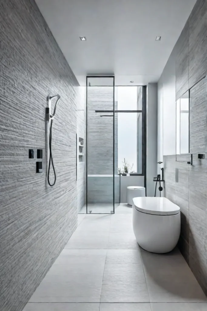 Contemporary bathroom with smart toilet and touchless faucet