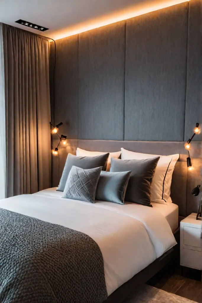 Cozy bedroom ambiance with layered lighting