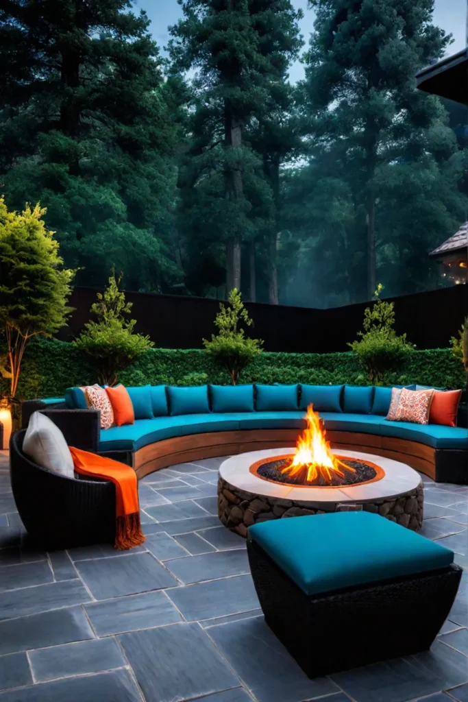 Cozy fire pit retreat with various materials