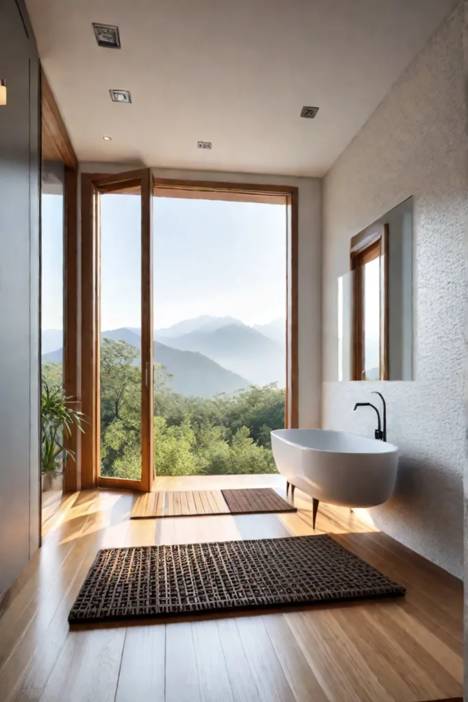 Ecofriendly bathroom design with bamboo accents and a tranquil atmosphere