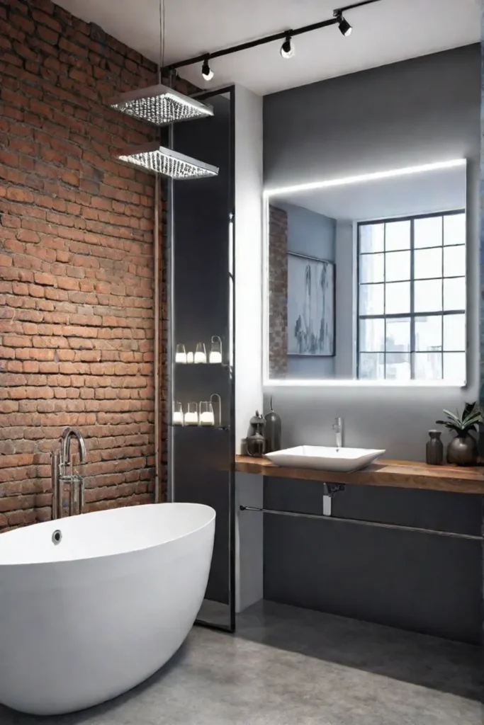 Ecofriendly bathroom with smart technology and industrial design