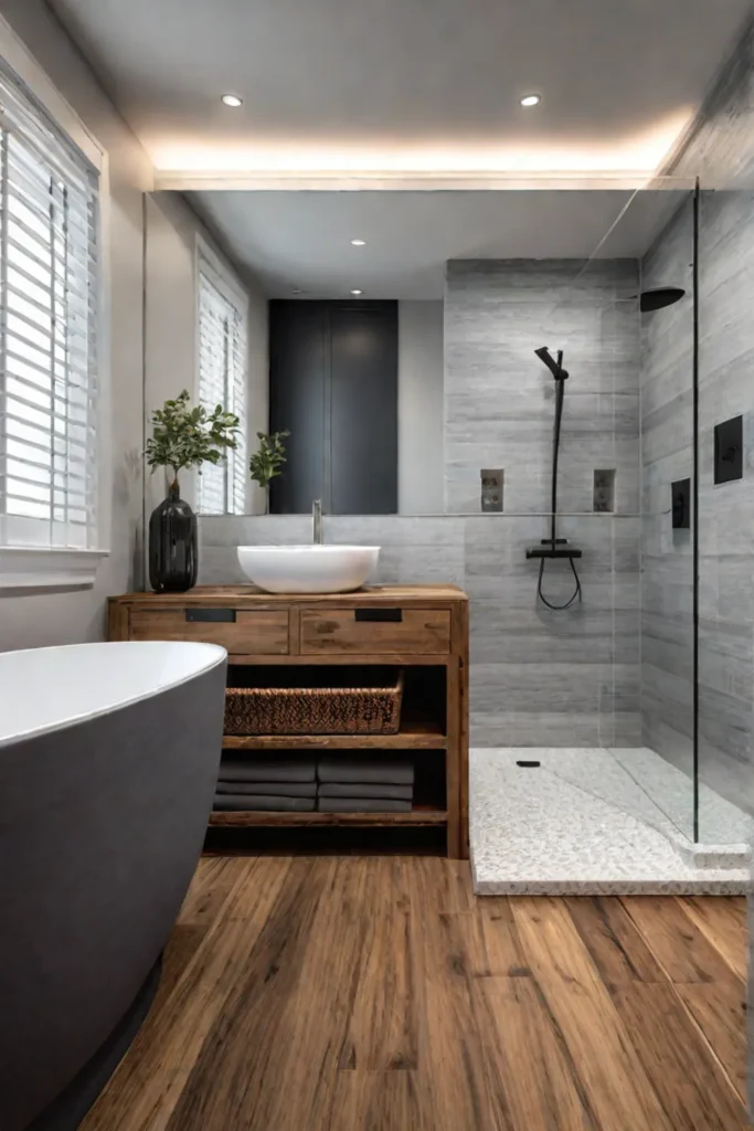 Ecofriendly master bathroom with sustainable materials