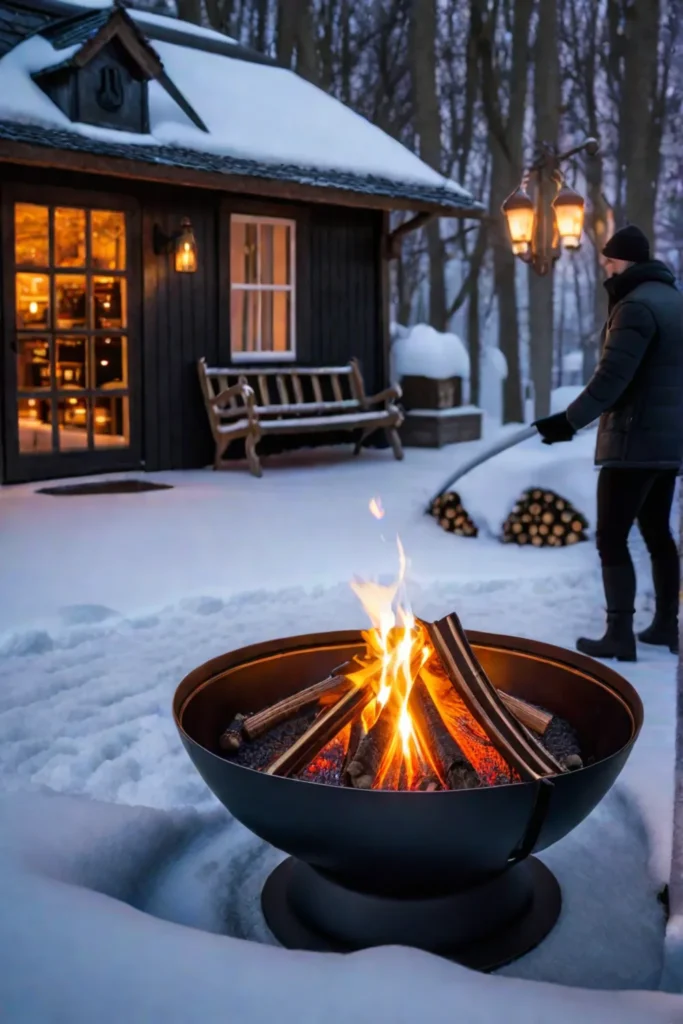 Enhancing the winter ambiance with a fire pit