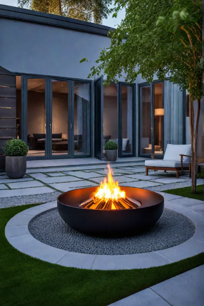 Firepit placed on a gravel surface for fire safety