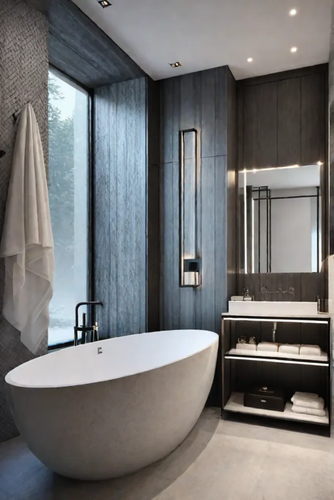 Heated towel rack and seating area for a luxurious bathroom experience