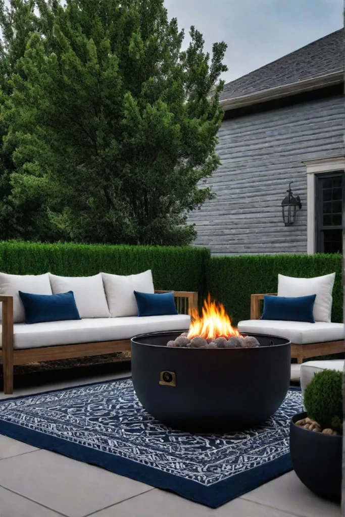 Inviting outdoor space with fire feature