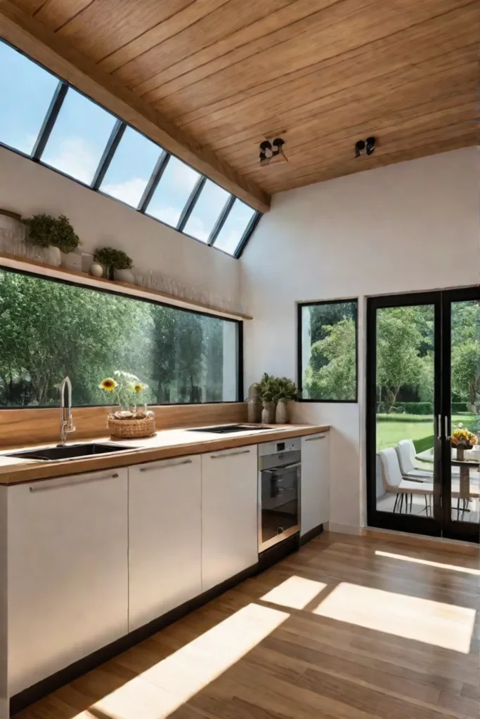 Kitchen with a skylight and natural light