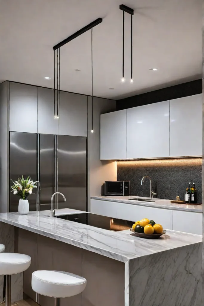 LED track lighting in a contemporary kitchen