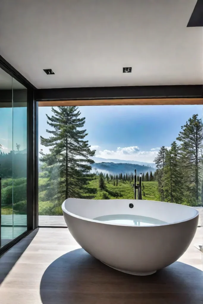 Luxurious bathroom design with energyefficient lighting and natural elements