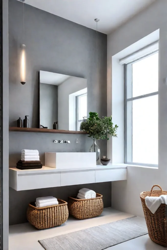 Modern bathroom design with a focus on organization and storage