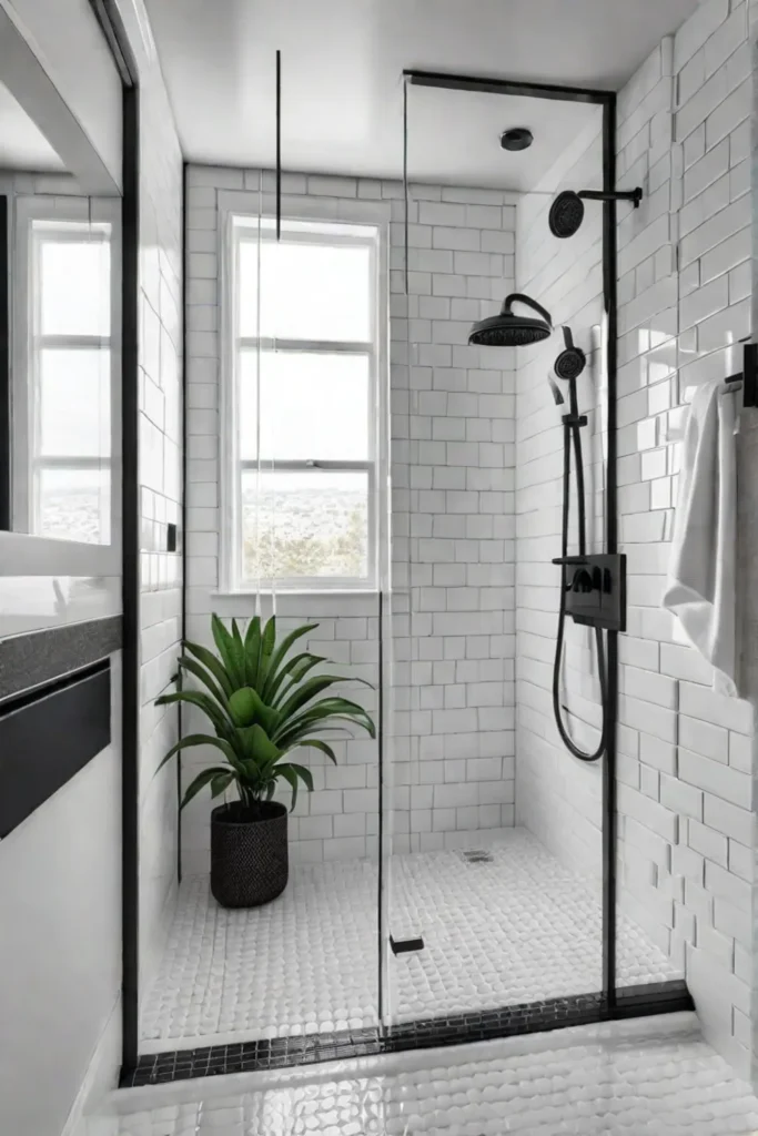 Modern bathroom with a focus on contrasting textures and finishes
