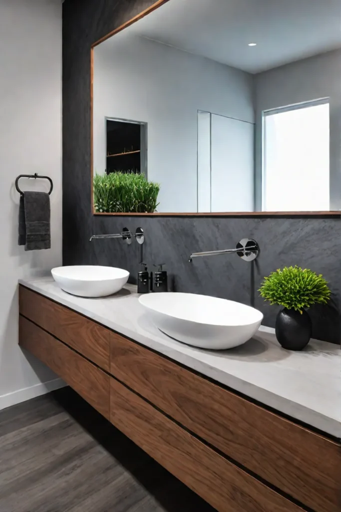 Modern bathroom with watersaving fixtures and sustainable materials