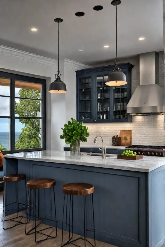 Openconcept kitchen with mixed lighting