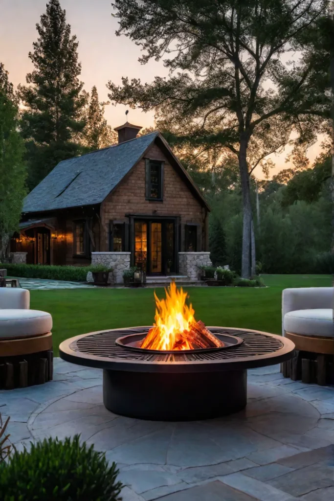 Outdoor patio with fire pit and seating