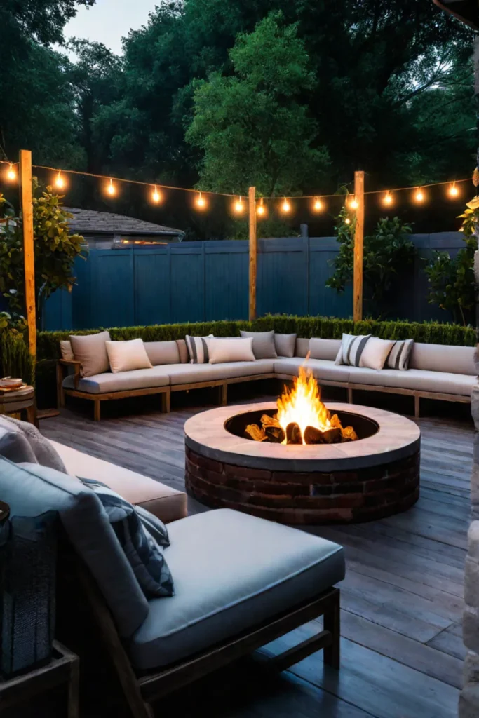 Repurposed brick firepit adds vintage charm to a backyard