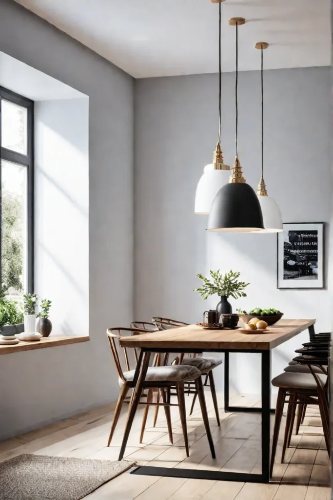 Scandinavian kitchen with minimalist lighting