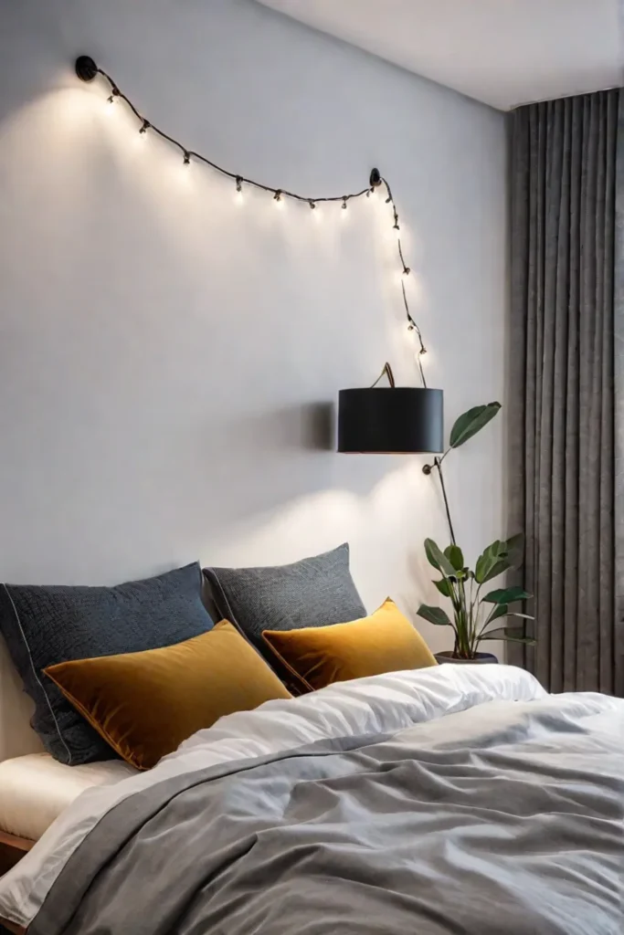 Spacesaving lighting solutions for a cozy bedroom