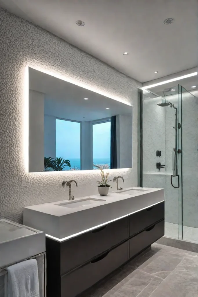 Strategic lighting design for safety and ambiance in a bathroom