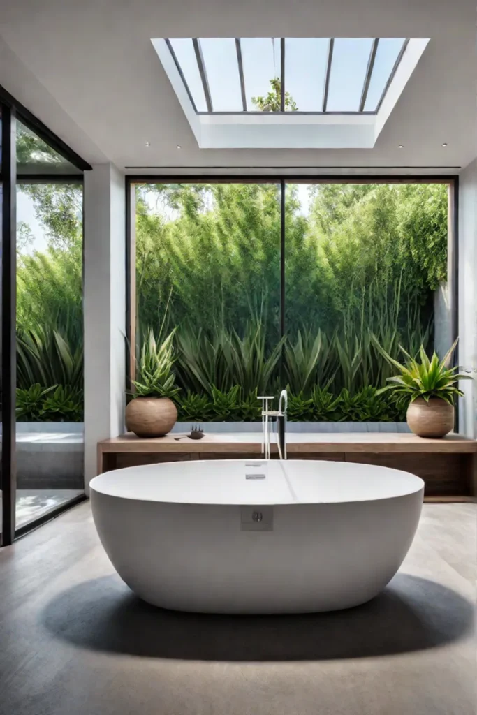 Sustainable bathroom design with wood and stone elements