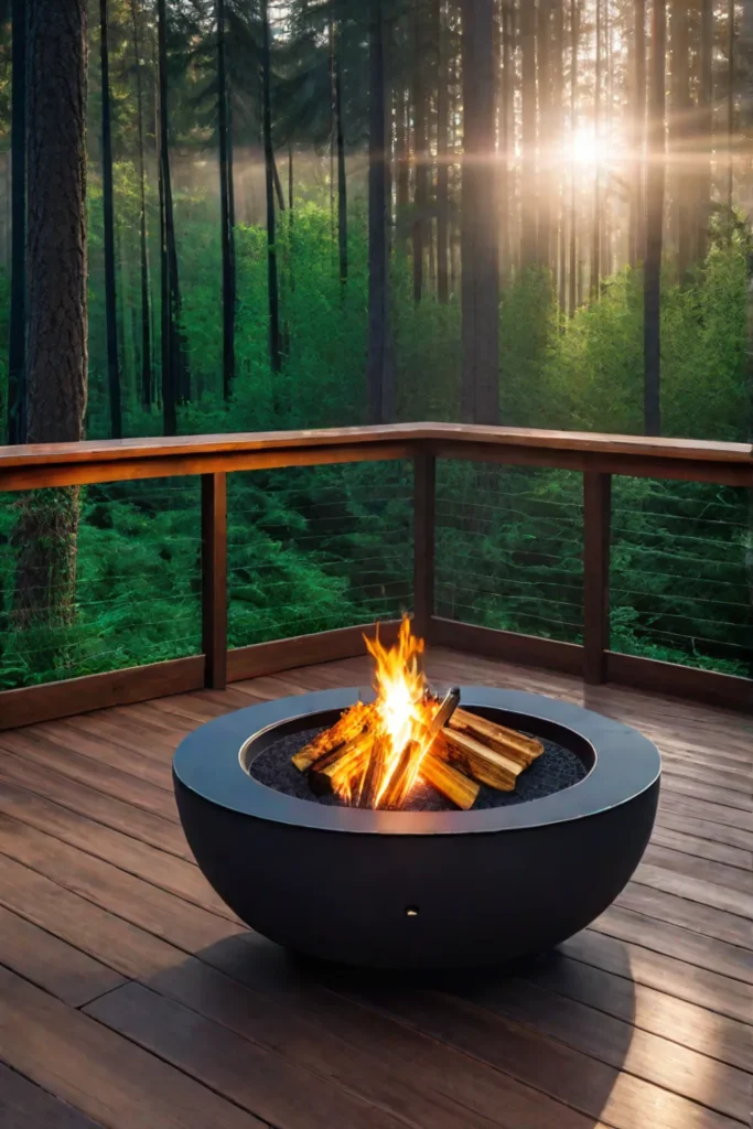 Sustainable outdoor space with an ecofriendly fire pit