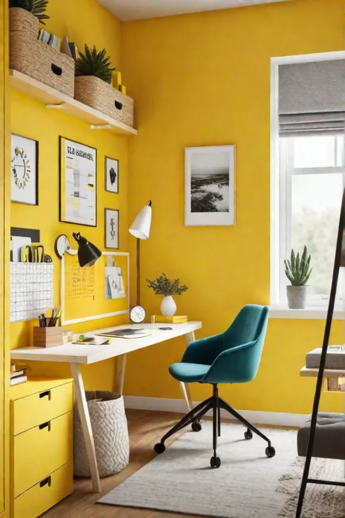 A creative workspace with vibrant colors and inspirational decor