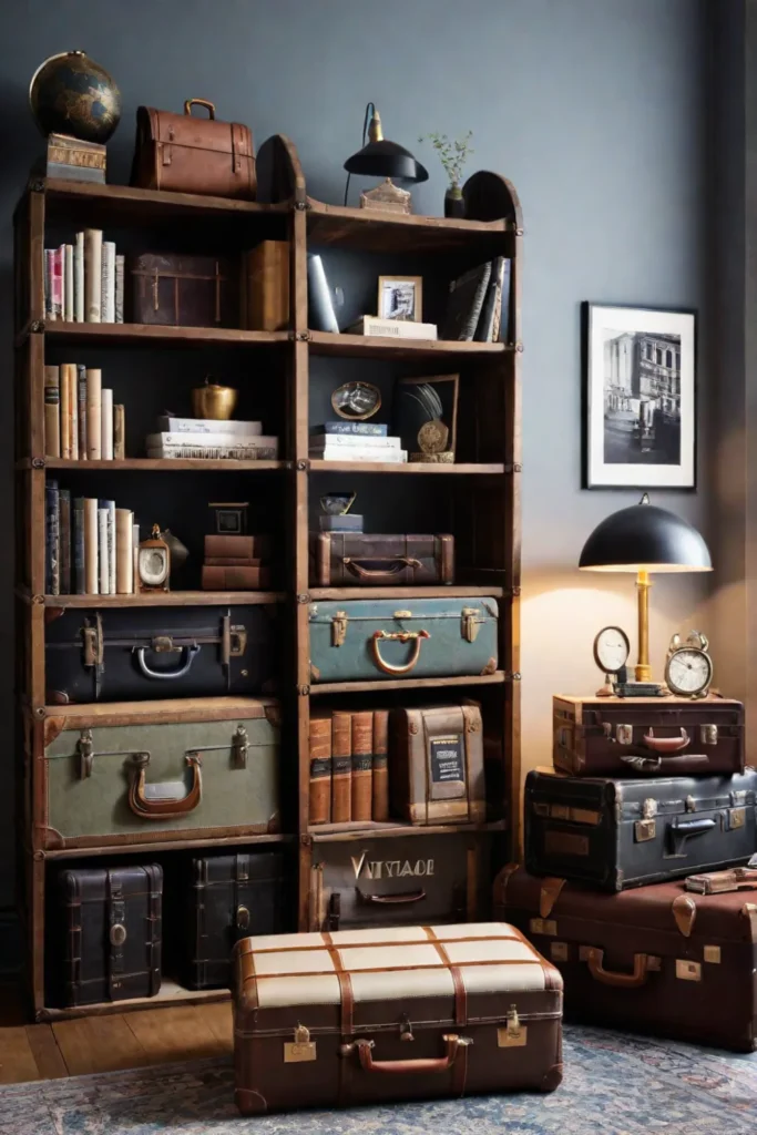 A personalized workspace with unique storage options and creative flair
