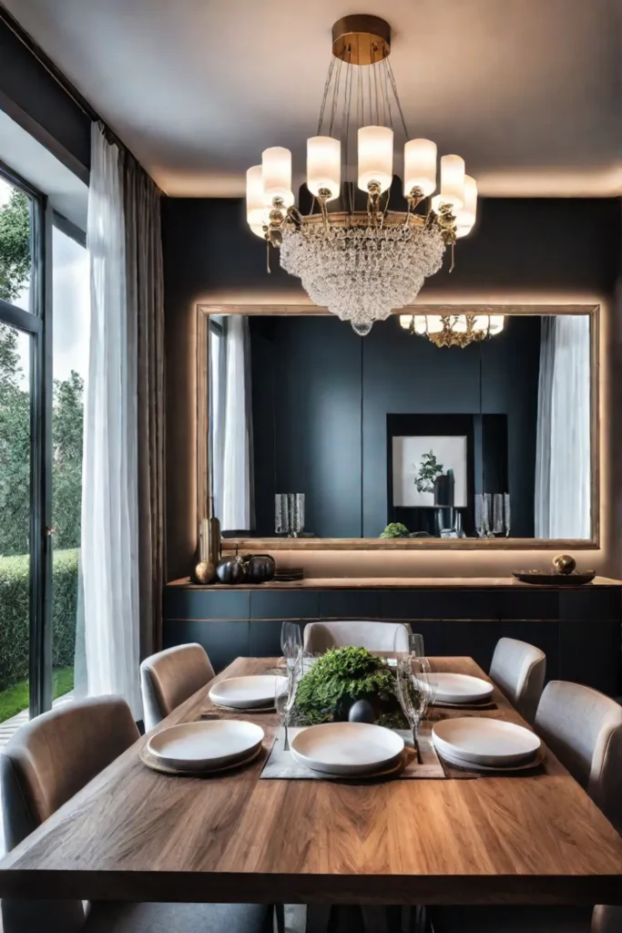 Adding glamour to a compact dining space with metallic accents