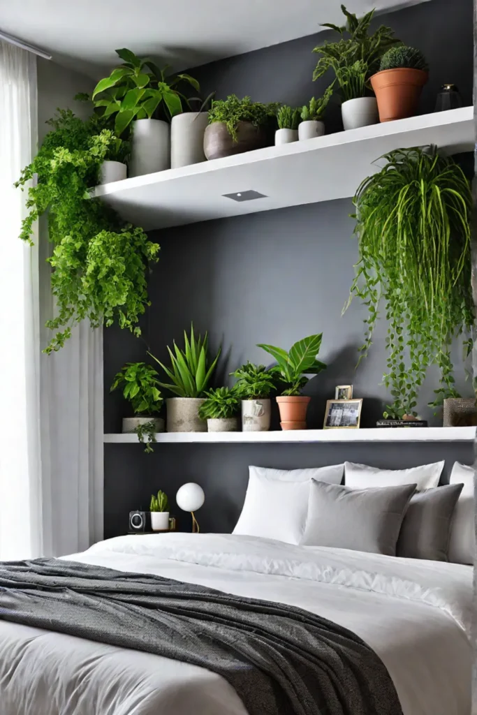 Airpurifying plants bedroom shelf