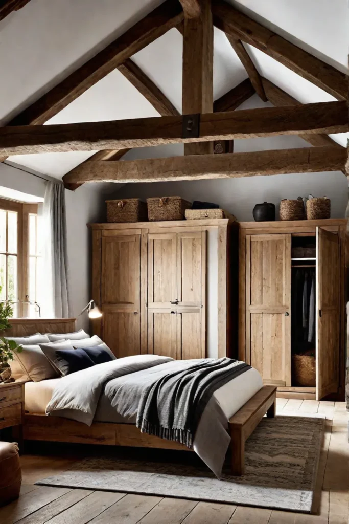 Bedroom storage solution Wooden wardrobe for clothing and accessories in a rusticstyle bedroom