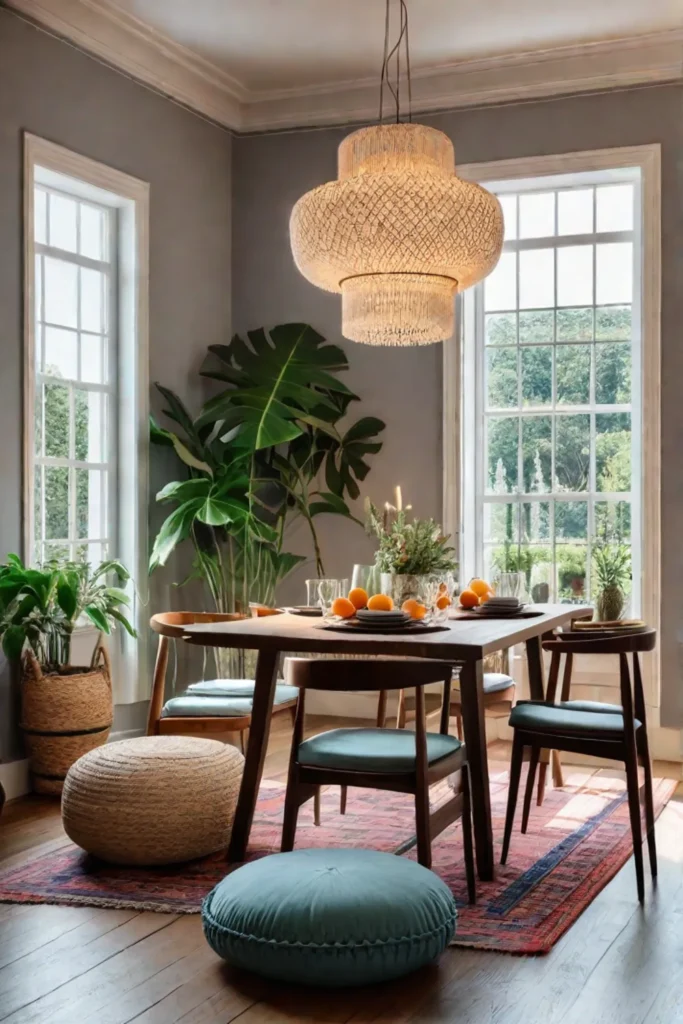 Bohemian dining room with eclectic decor