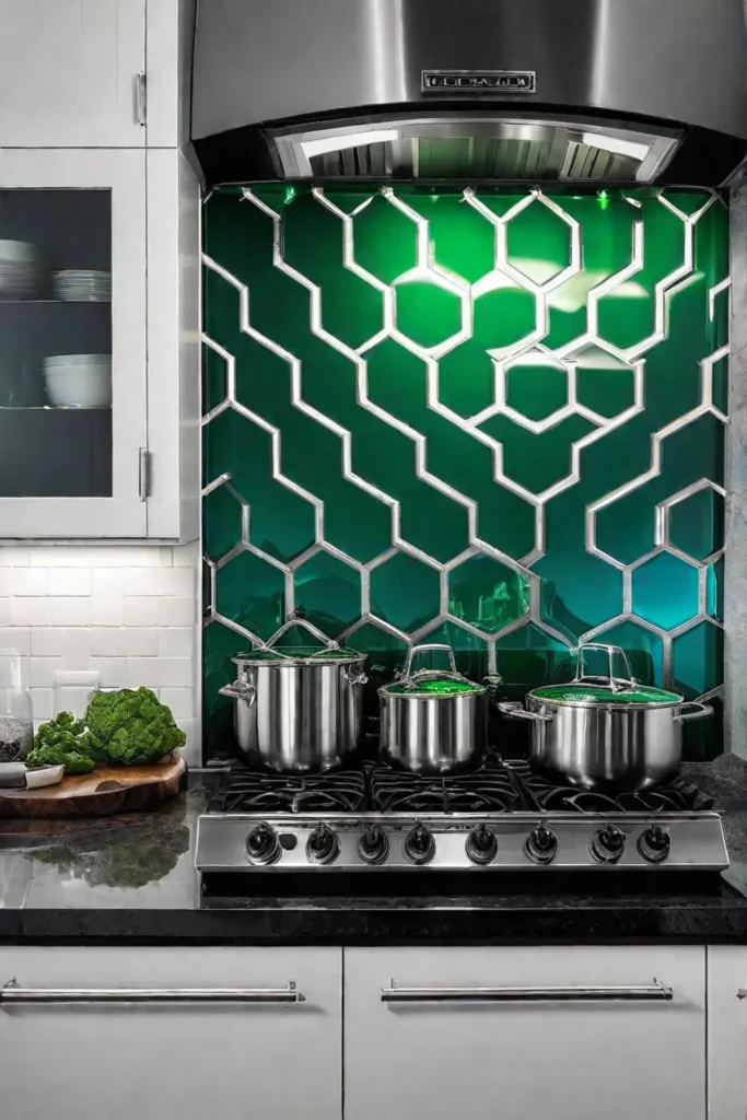 Bold green backsplash as a statement piece in a modern kitchen