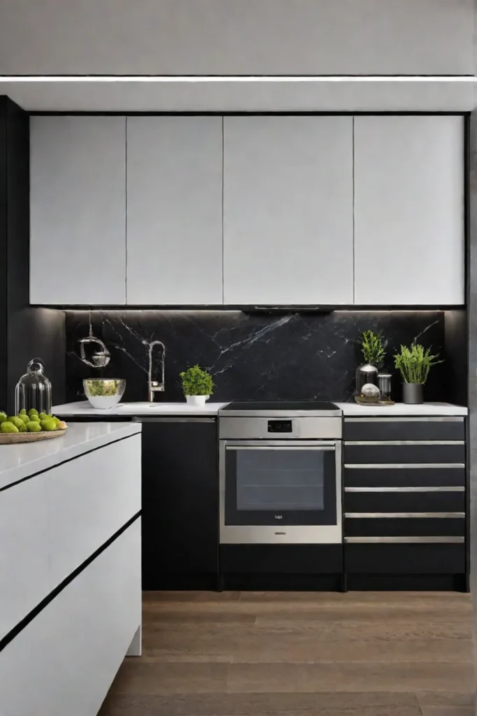 Bold matte black appliances in a modern kitchen