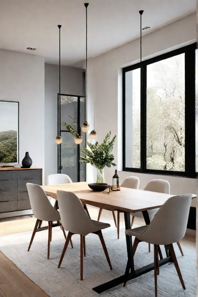 Bright and airy dining room with minimalist aesthetic