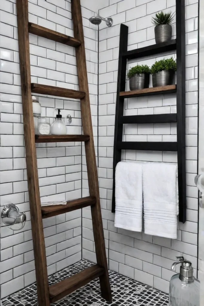 Budgetfriendly bathroom with walkin shower and subway tile