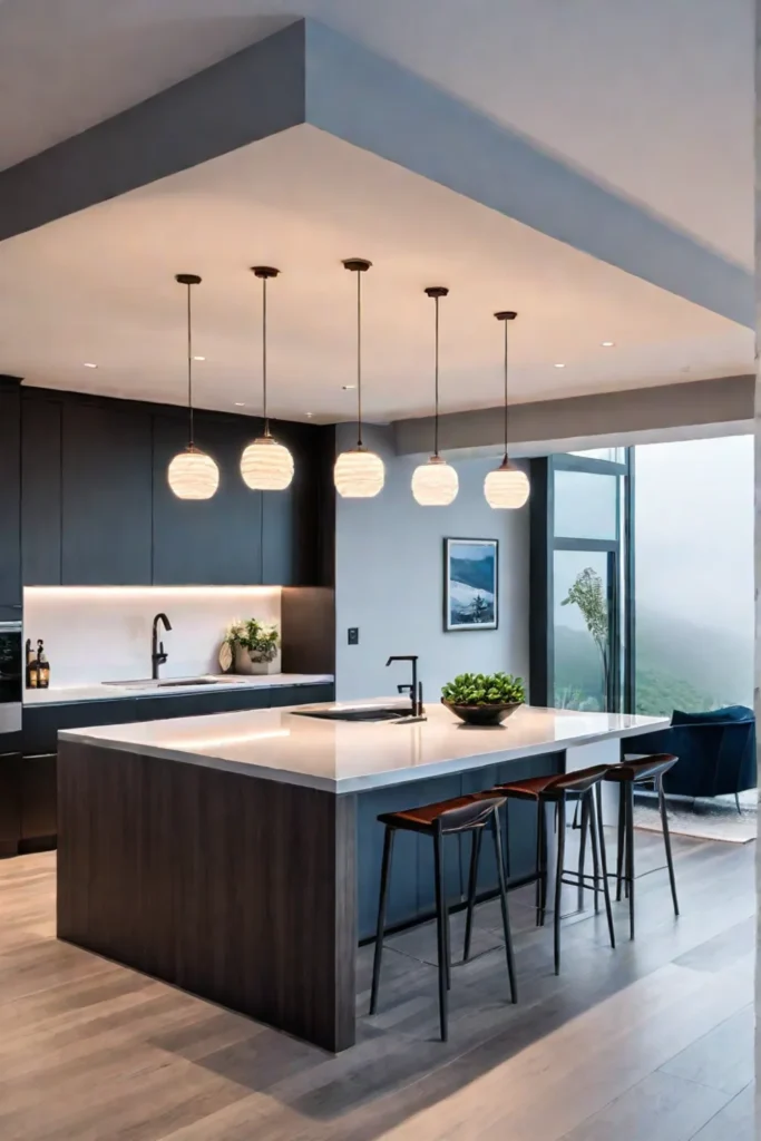 Central island as focal point in openplan kitchen