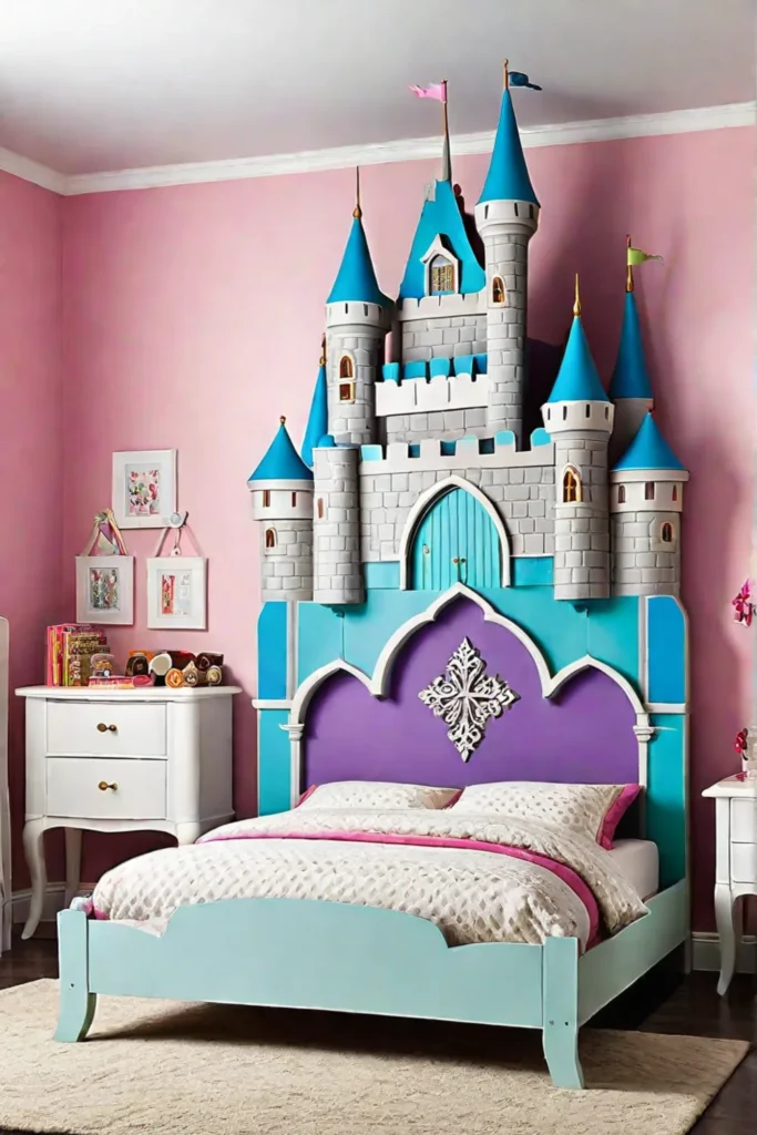 Childs bedroom with castleshaped headboard