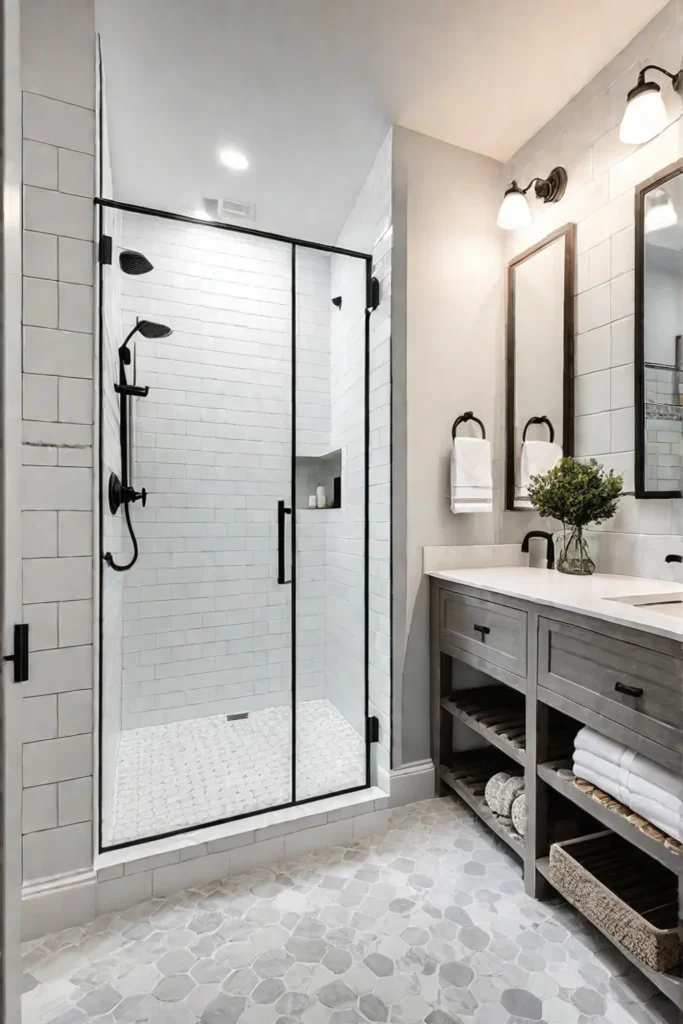 Classic and contemporary design elements in a bathroom