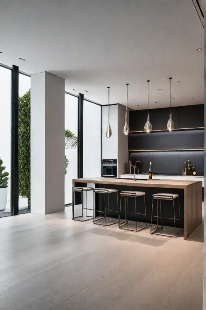 Clean and subtle kitchen design with recessed lighting